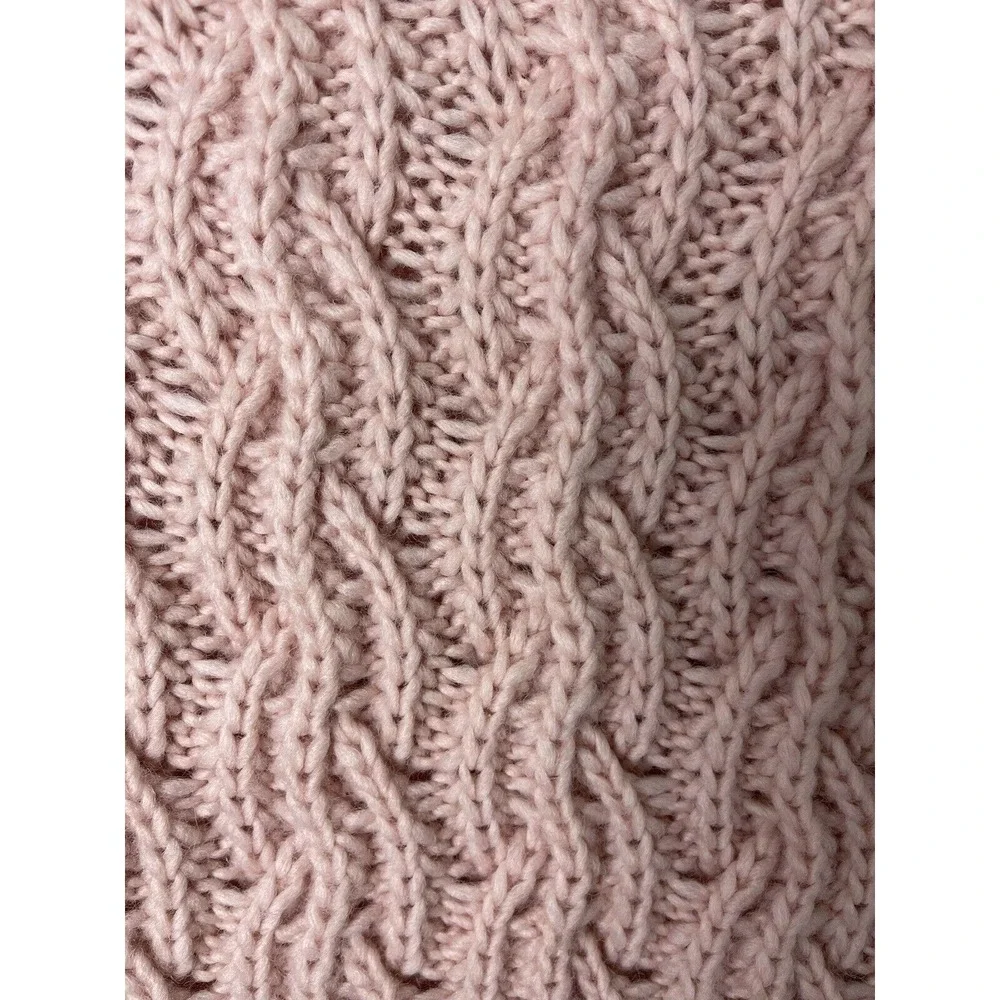Women' Ann‎ Taylor LOFT Pink Blush Chunky Knit 3/4 Sleeve Boatneck Sweater Sz M